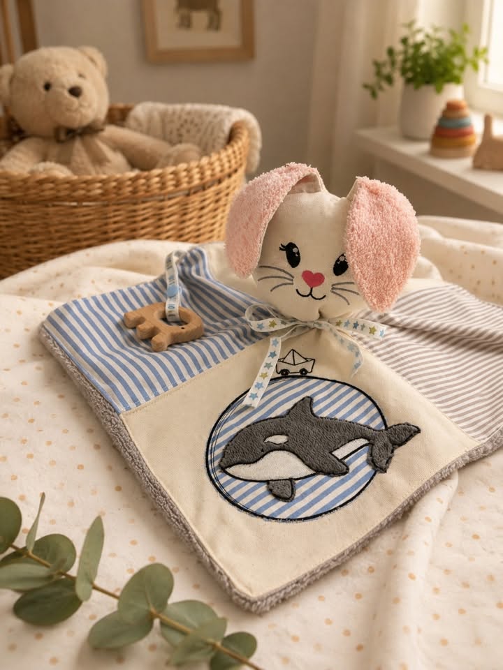 Baleine et petit bâteau (appliqué)