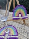 Sous verre Arc en ciel en macramé