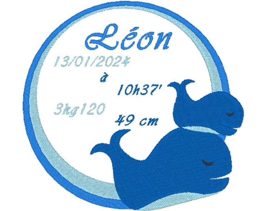 Cadre de naissance Baleine et son bébé