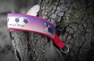 Collier martingale moutons et border collie (5 cm)
