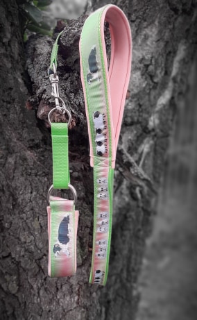 [EnsColLaisMoutborder-2] Ensemble laisse/ collier martingale moutons et Border Collie