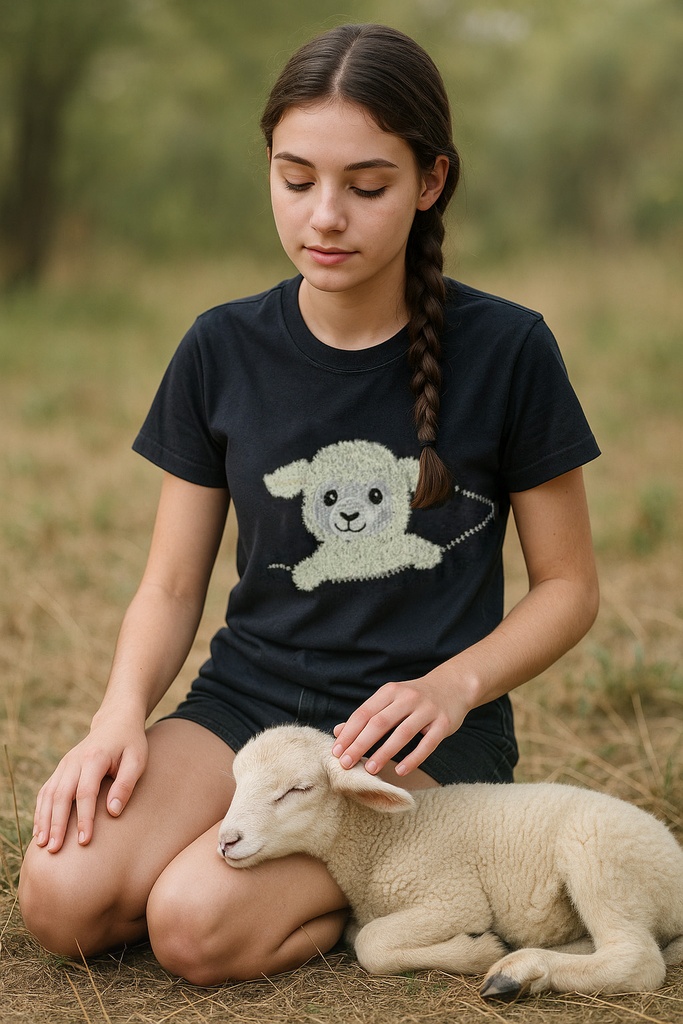 T-shirt mixte avec broderie Agneau