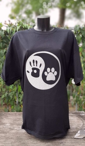 [FTSpailfloc yin et le yang.] T-shirt pailetté floqué Le yin et le yang.