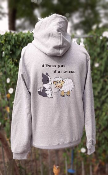 Sweat-shirt capuche J'peux pas, j'ai tricot
